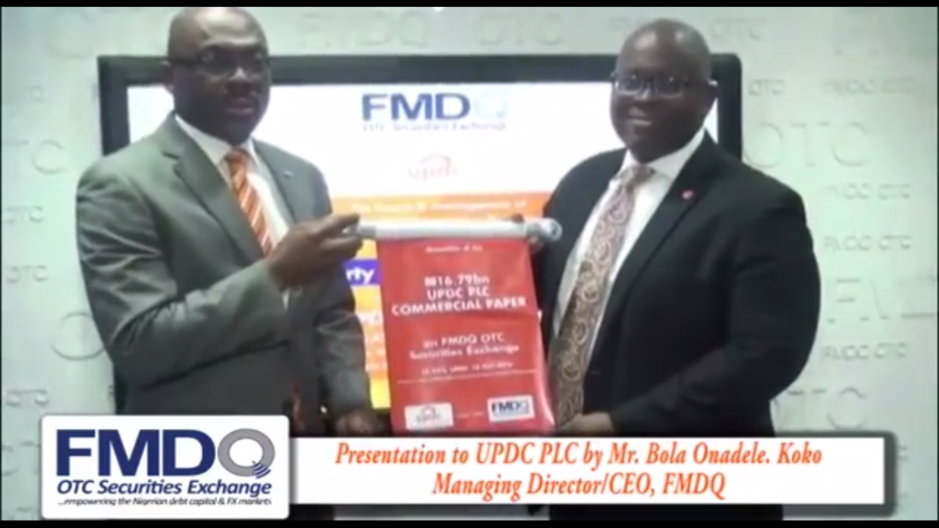 UPDC PLC Commercial Paper Quotation Ceremony August 2016 FMDQ Group