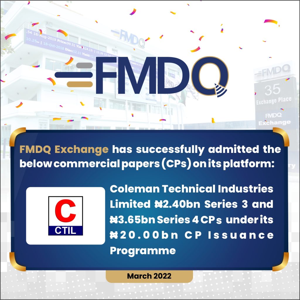 Coleman Technical Industries Limit3 & 4 Commercial Papers, OTC Market Turnover Report