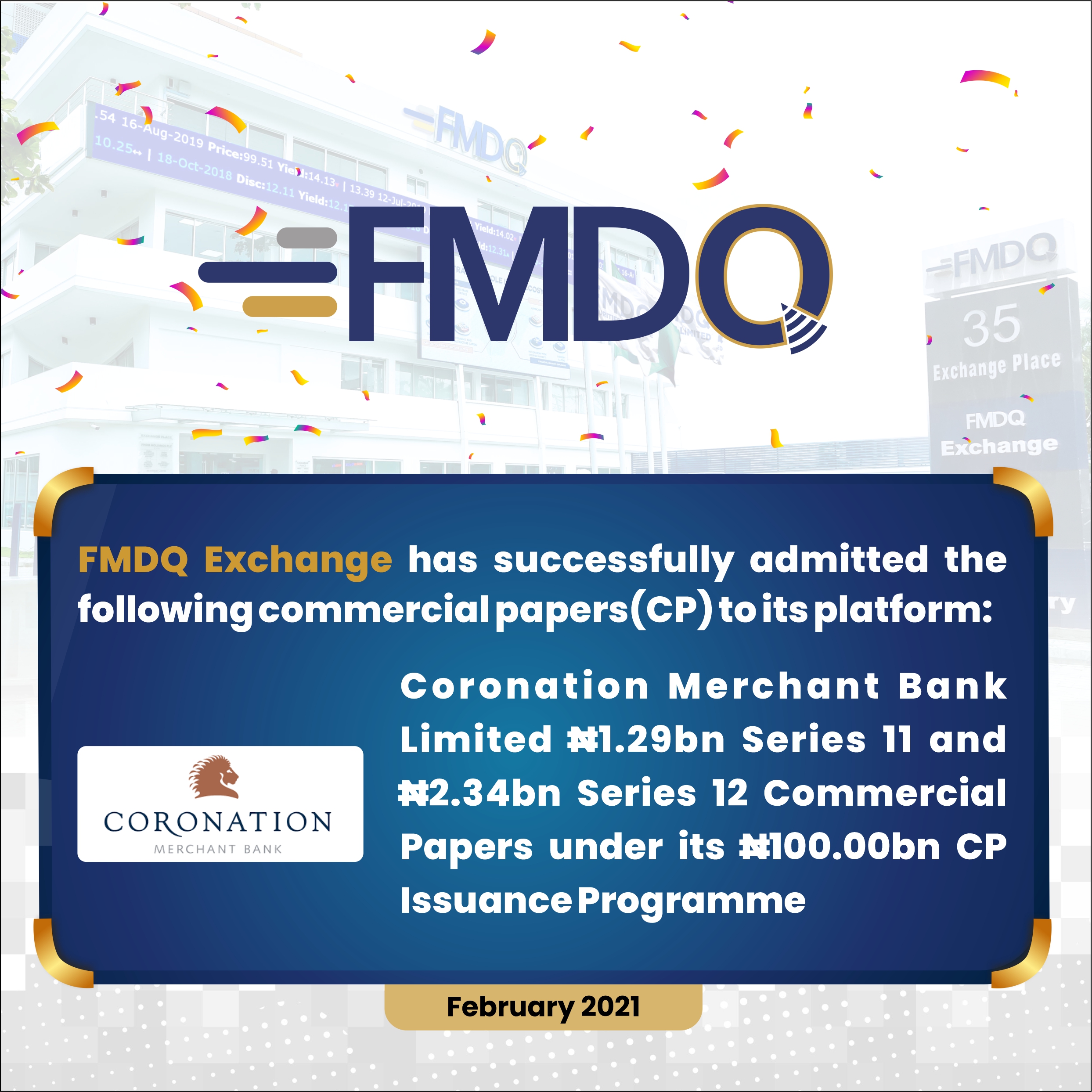 fmdq-exchange-admits-coronation-merchant-bank-s-new-commercial-paper