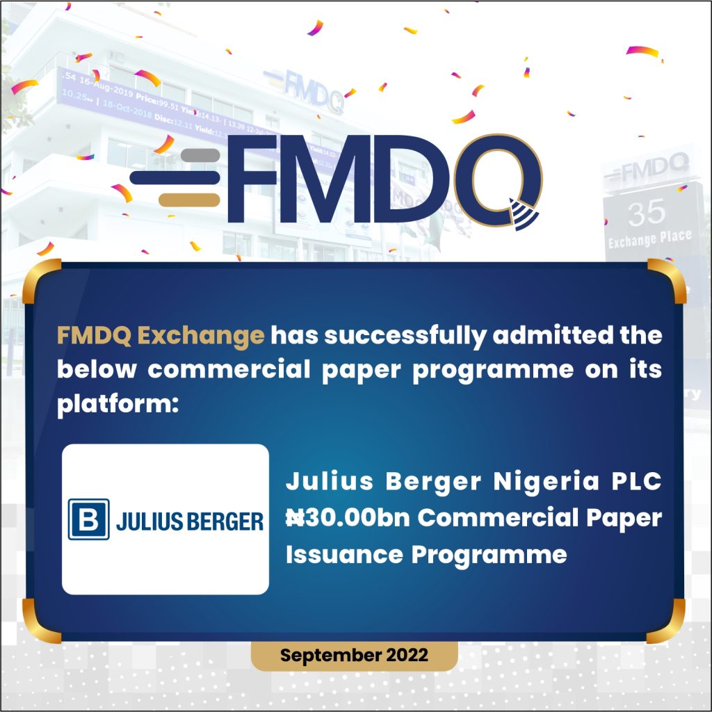 FMDQ Exchange Supports Infrastructure Development with the Registration of Julius Berger Nigeria PLC Commercial Paper Programme  