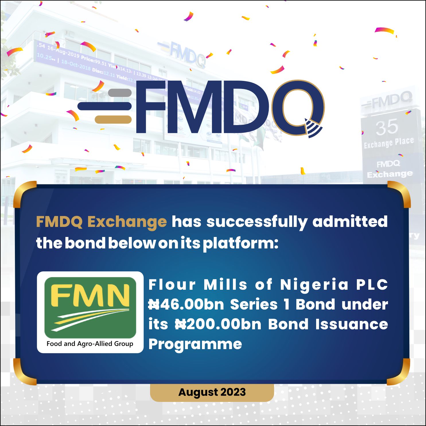 Flour Mills of Nigeria PLC Lists ₦46.00 Billion Bond on FMDQ Exchange FMDQ Group